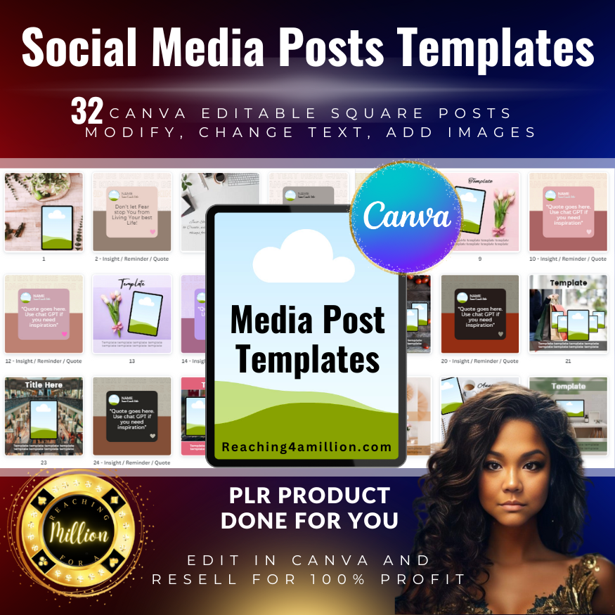 0002 Social Media Post Templates - Done for You, PLR