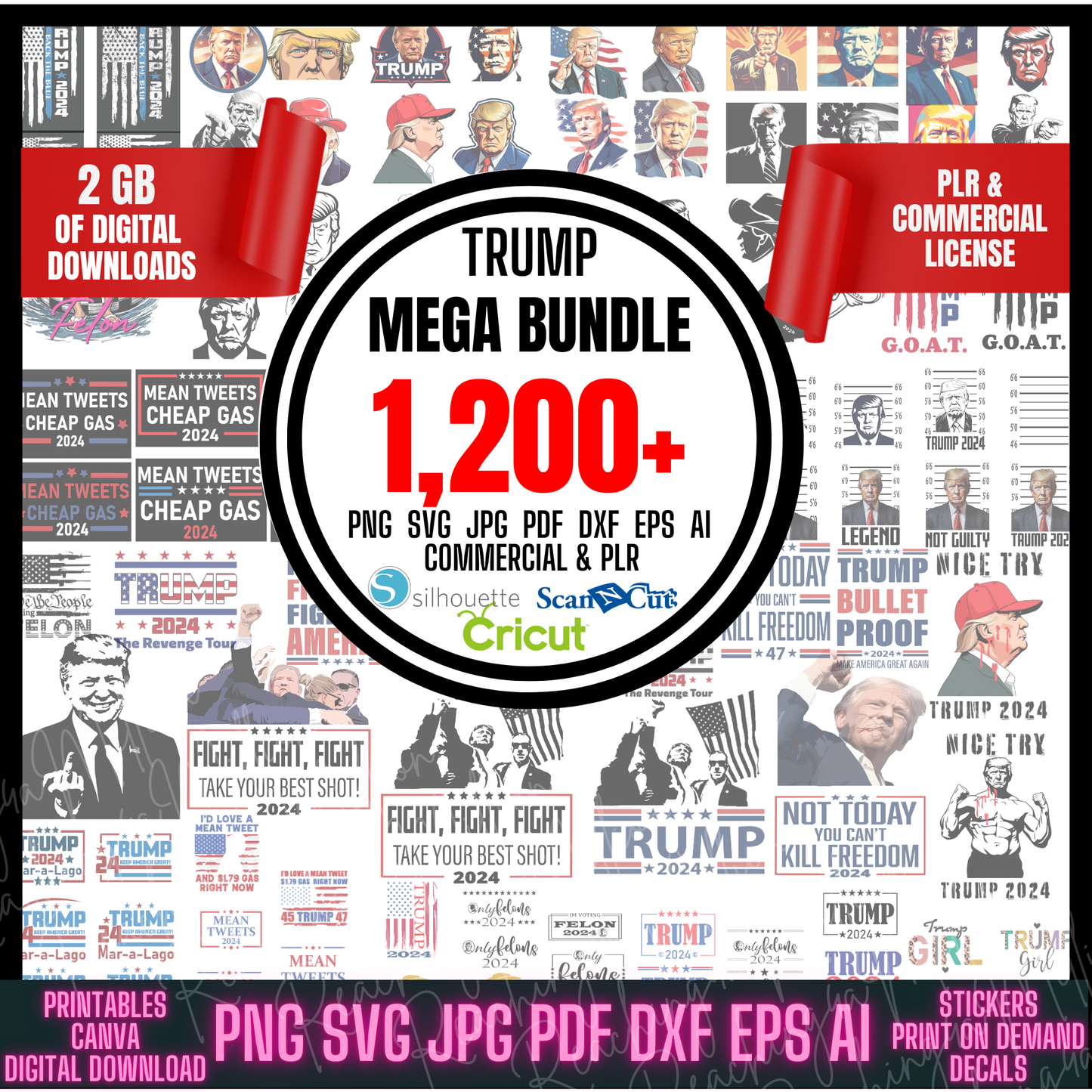 2000 Trump Design Bundle - PNG, SVG, JPG, PDF