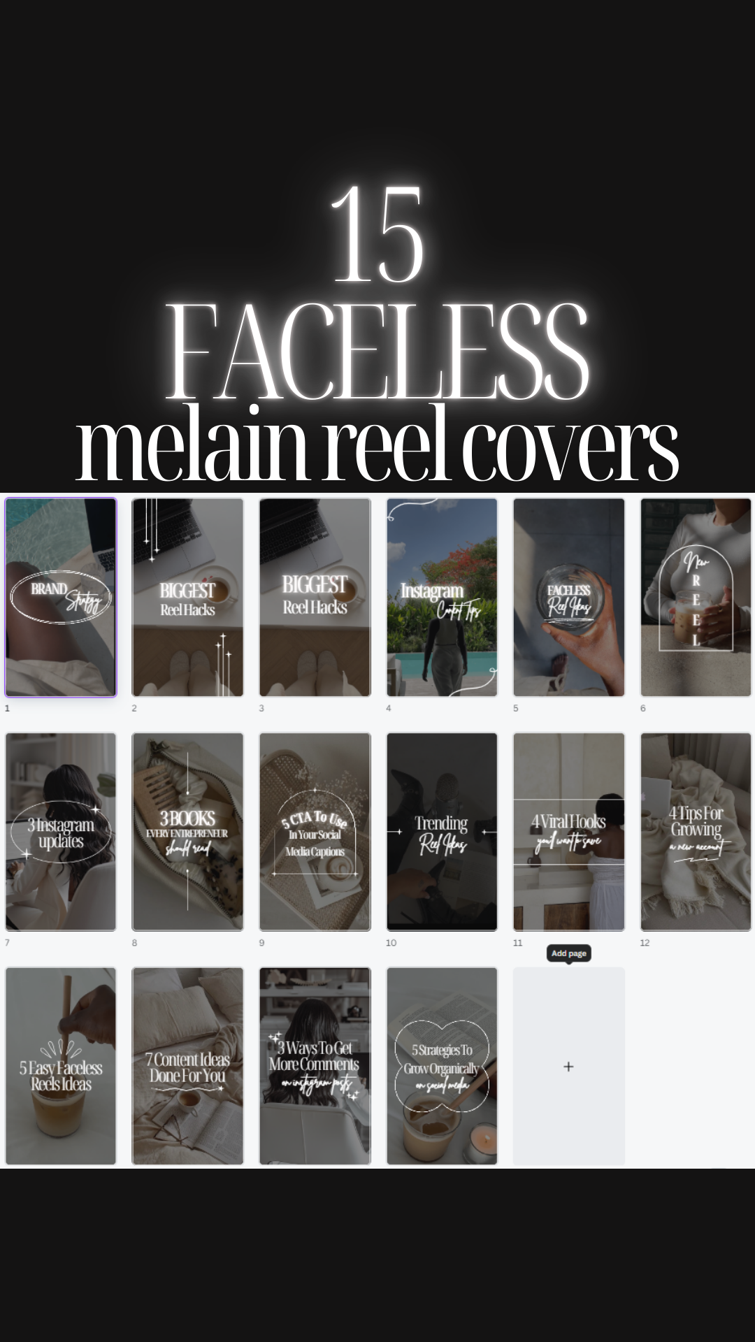 0009 PLR 15 Faceless Melanin Reel Covers