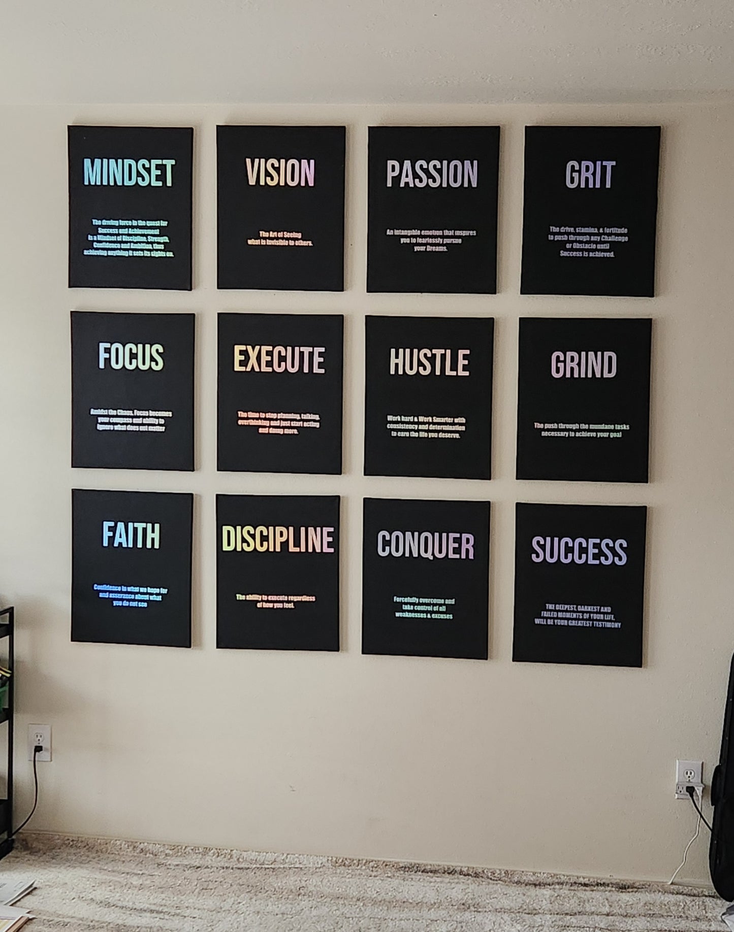 5000 Handmade Office Gym Wall Art - Silver Holographic Vinyl Letters | Motivational Inspirational