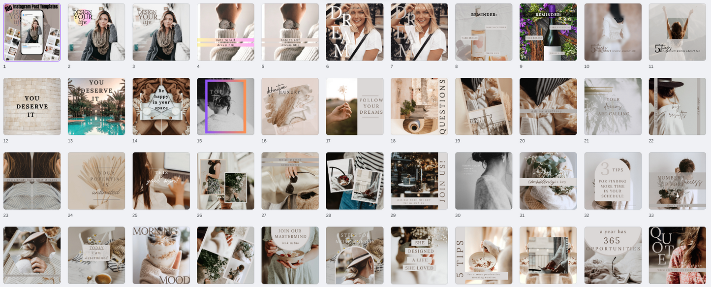 0006 - 100+ Instagram Post Canva Templates - PLR