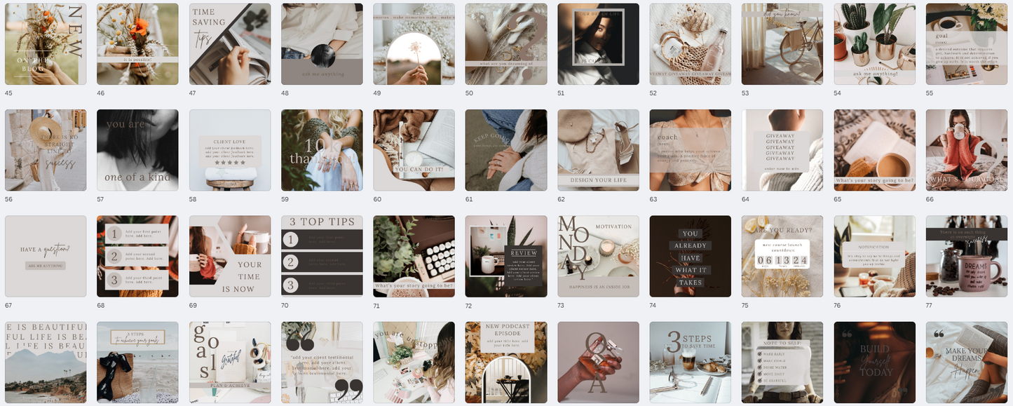 0006 - 100+ Instagram Post Canva Templates - PLR