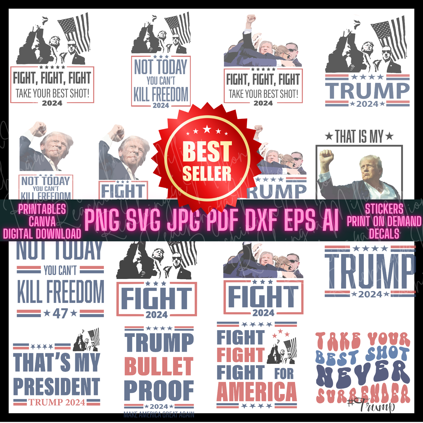 (0020) Trump 2024 Mega Bundle  PNG SVG JPG PDF