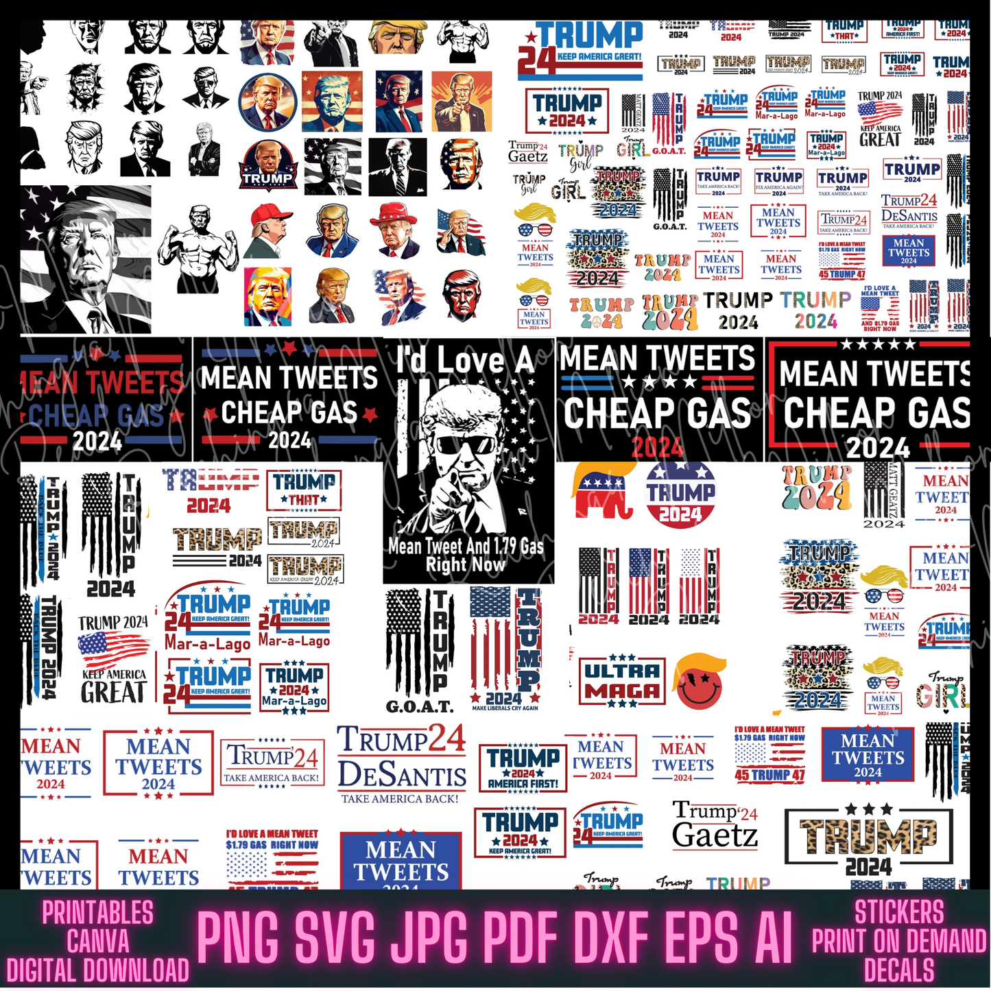 (0020) Trump 2024 Mega Bundle  PNG SVG JPG PDF