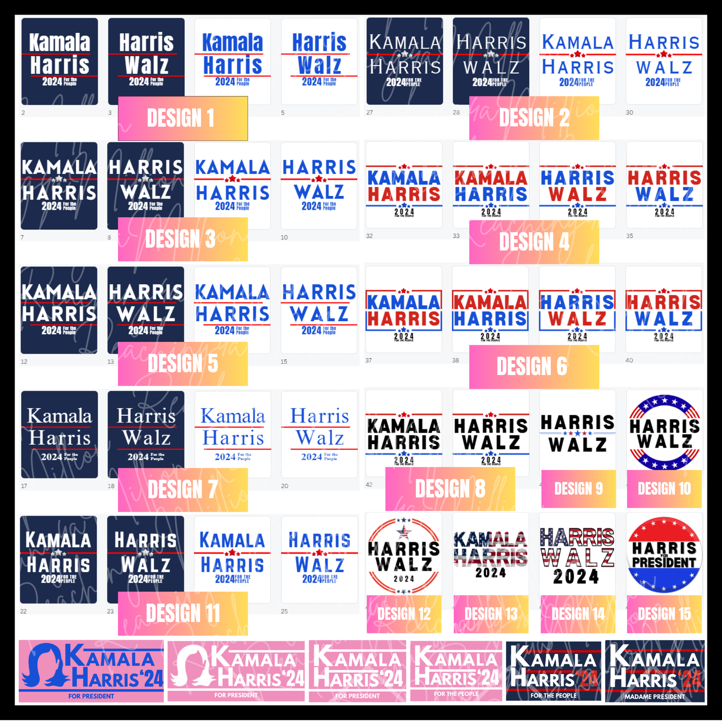 2001 Harris Walz 2024 Bundle, PNG SVG Jpg Pdf Harris for President, Elections 2024, For The People, Cricut, Sublimation, Print on Demand, Kamala